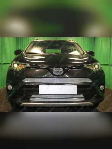 Защита радиатора (верх) Стрелка11 PREMIUM (хром) Toyota RAV4 XA40 5 дв. рестайлинг (2015-2019)