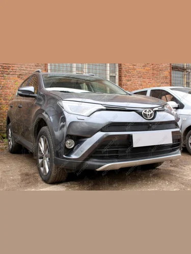 Защита радиатора (верх с камерой) Стрелка11 Стандарт (черная) Toyota RAV4 XA40 5 дв. рестайлинг (2015-2019)