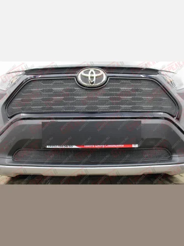 Защита радиатора (верх с парктроником) Стрелка11 Стандарт (черная) Toyota RAV4 XA50 5 дв. дорестайлинг (2018-2025)