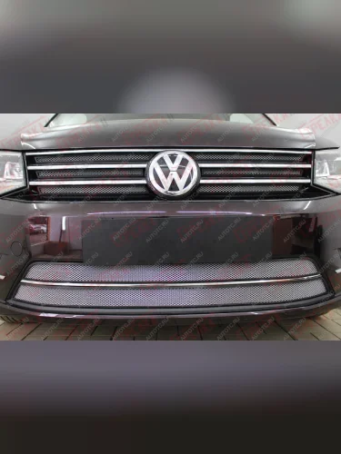 Защита радиатора (верх 6 частей) Стрелка11 Стандарт (хром) Volkswagen Caddy 2K рестайлинг (2015-2020)