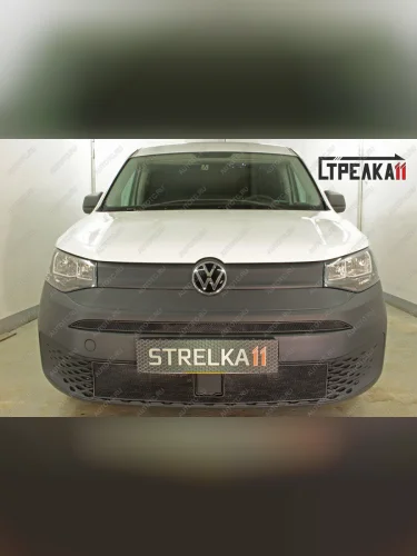 Защита радиатора (низ) Стрелка11 Стандарт (черная) Volkswagen Caddy (2020-2025)
