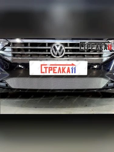 Защита радиатора Стрелка11 Стандарт (хром) Volkswagen Jetta A7 седан дорестайлинг (2018-2022)