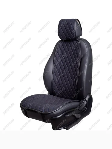 Накидка на сиденье (1 место Софа) МОНРО ст РОМБ Lord Autofashion (черный, строчка синяя) 