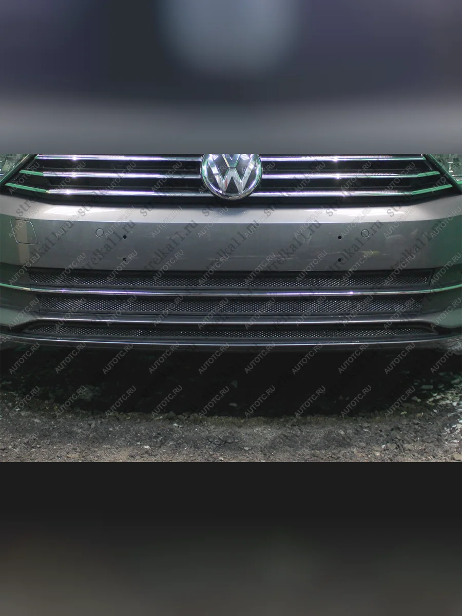  Защита радиатора (3 части) (1.8 2.0) Стрелка11 Стандарт  Volkswagen Passat (2015-2019) B8 (черная)  с доставкой в г. Керчь