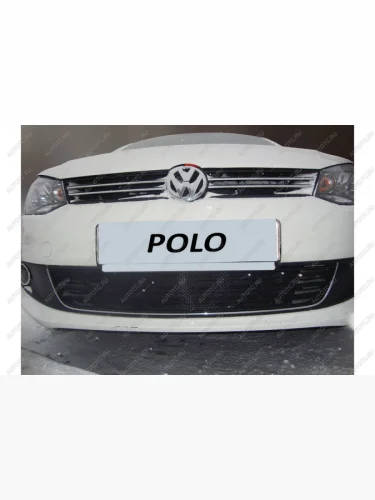 Защита радиатора Стрелка11 Стандарт (черная) Volkswagen Polo Mk5 6R,6C,61 седан дорестайлинг (2009-2015)