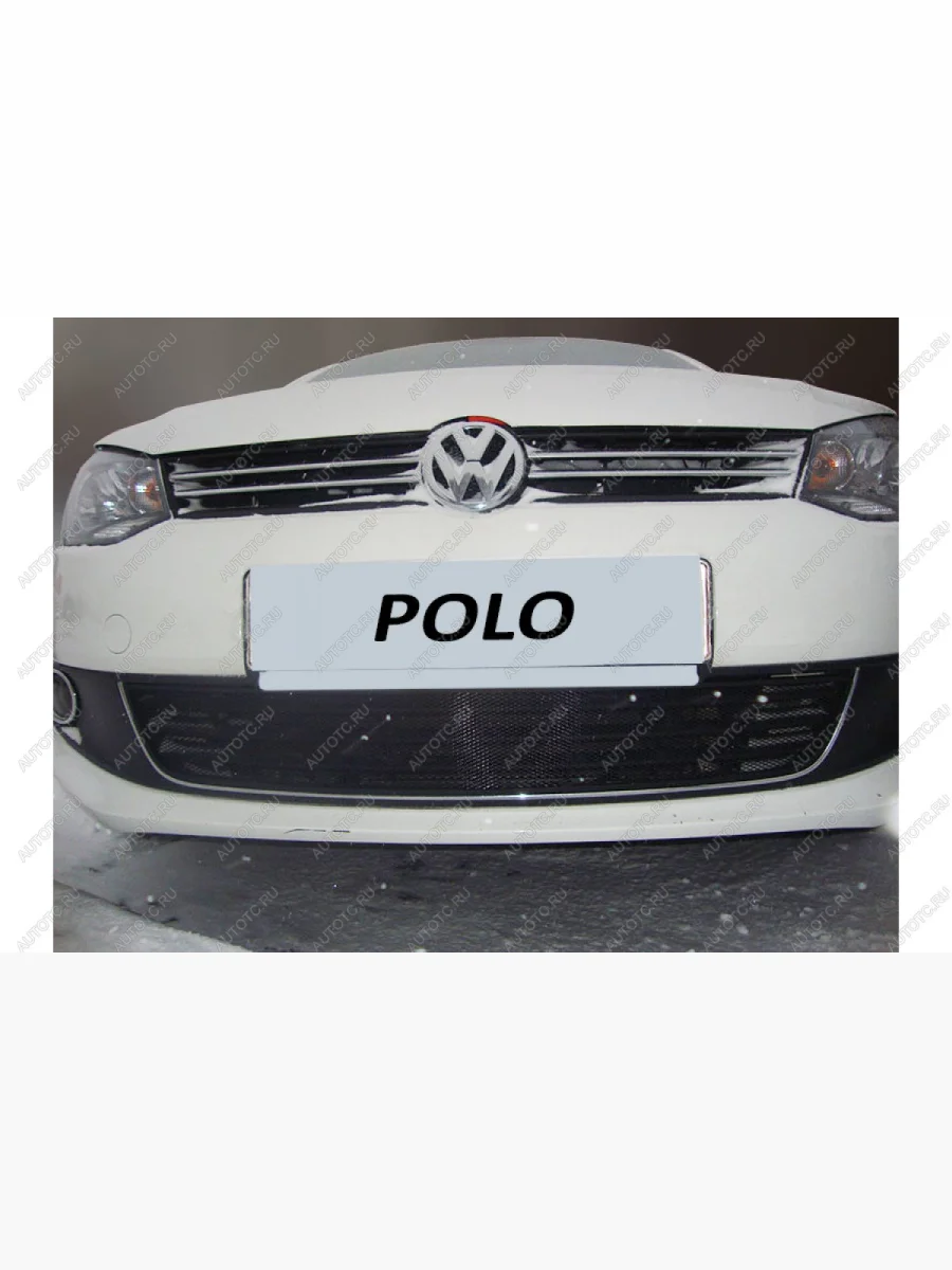 Защита радиатора Стрелка11 Стандарт Volkswagen Polo Mk5 6R,6C,61 седан дорестайлинг (2009-2015) (черная)  в Воронеже Воронежской области