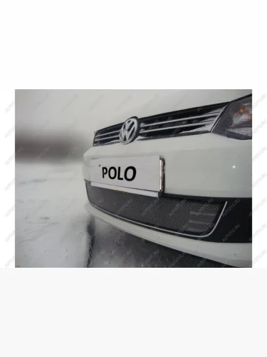 Защита радиатора Стрелка11 Стандарт (хром) Volkswagen Polo Mk5 6R,6C,61 седан дорестайлинг (2009-2015)