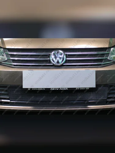 Защита радиатора (2 части низ) (Allstar, Conceptline, Trendline, Comfortline) Стрелка11 Стандарт (черная) Volkswagen Polo Mk5 6R,6C,61 седан рестайлинг (2015-2020)