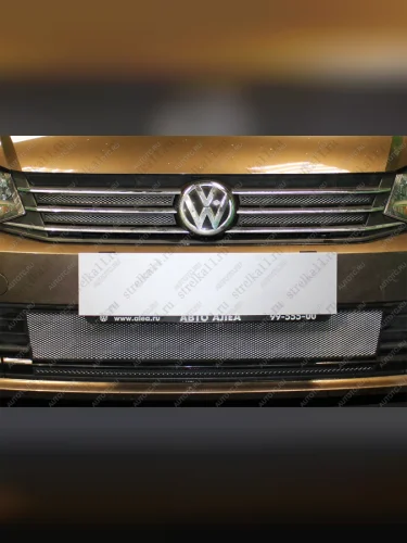 Защита радиатора (4 части верх) Стрелка11 Стандарт (хром) Volkswagen Polo Mk5 6R,6C,61 седан рестайлинг (2015-2020)