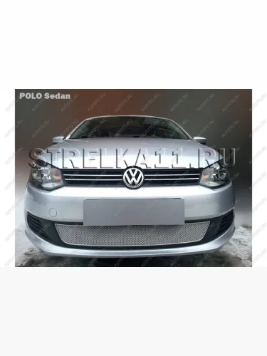 Защита радиатора Стрелка11 PREMIUM (хром) Volkswagen Polo Mk5 6R,6C,61 седан дорестайлинг (2009-2015)