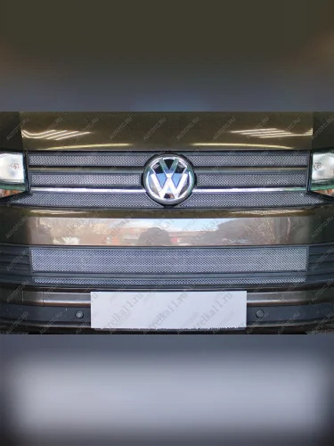 Защита радиатора (2 части низ) Стрелка11 Стандарт (хром) Volkswagen Multivan T6 дорестайлинг (2016-2019)