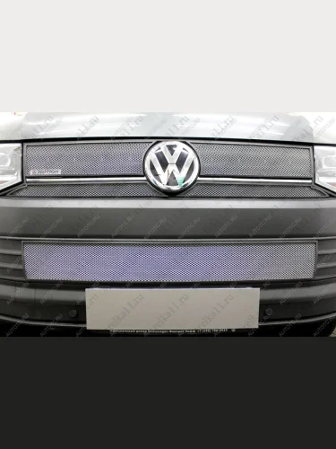 Защита радиатора (низ) (TrendLine) Стрелка11 Стандарт (хром) Volkswagen Transporter T6 дорестайлинг (2015-2019)