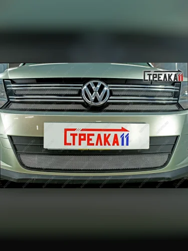  Защита радиатора (низ) Стрелка11 Стандарт (хром) Volkswagen Tiguan  NF (2011-2017) рестайлинг