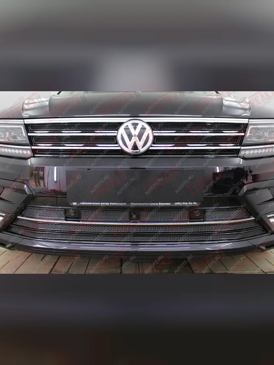 Защита радиатора (верх) Стрелка11 Премиум Volkswagen Tiguan Mk2 дорестайлинг (2016-2020) (черная)  в Керчи Республика Крым