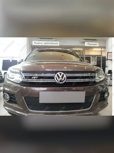 Защита радиатора (низ с парктроником) Стрелка11 Премиум (хром) Volkswagen Tiguan Mk2 дорестайлинг (2016-2020)