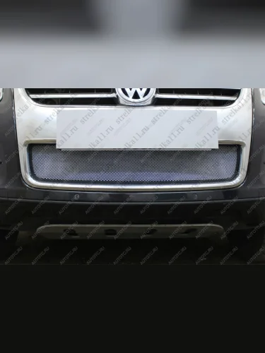 Защита радиатора (низ) Стрелка11 Стандарт (хром) Volkswagen Touareg 1 GP рестайлинг (2006-2010)