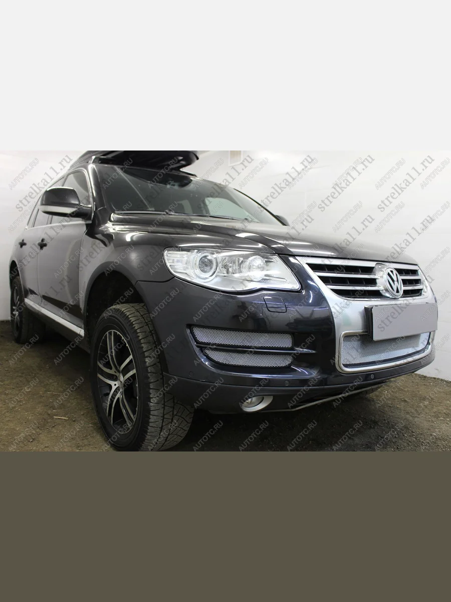 Защита радиатора (боковая 4 части) Стрелка11 Стандарт Volkswagen Touareg 1 GP рестайлинг (2006-2010) (хром)  в Перми Пермском крае