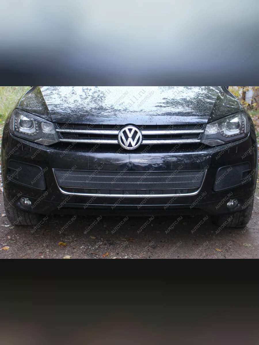 Защита радиатора (низ) Стрелка11 Стандарт Volkswagen Touareg 2 NF дорестайлинг (2010-2014) (черная)  в Керчи Республика Крым