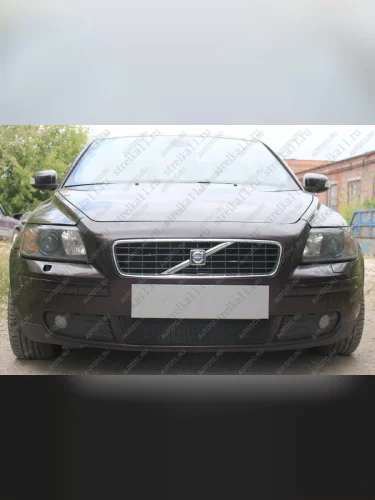 Защита радиатора (низ) Стрелка11 Стандарт (черная) Volvo S40 MS седан дорестайлинг (2004-2007)