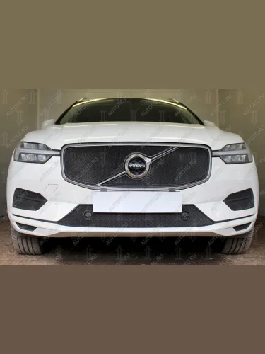 Защита радиатора (R-Design) (верх 2 части) Стрелка11 Стандарт (черная) Volvo XC60 (2017-2022)