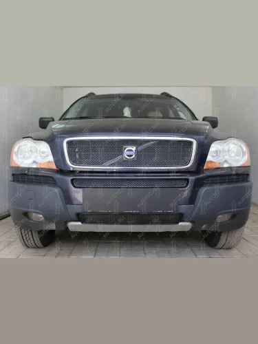 Защита радиатора (верх) Стрелка11 PREMIUM (черная) Volvo XC90 C дорестайлинг (2002-2006)