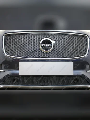 Защита радиатора (с парктроником) Стрелка11 Стандарт (черная) Volvo XC90 L дорестайлинг (2015-2019)