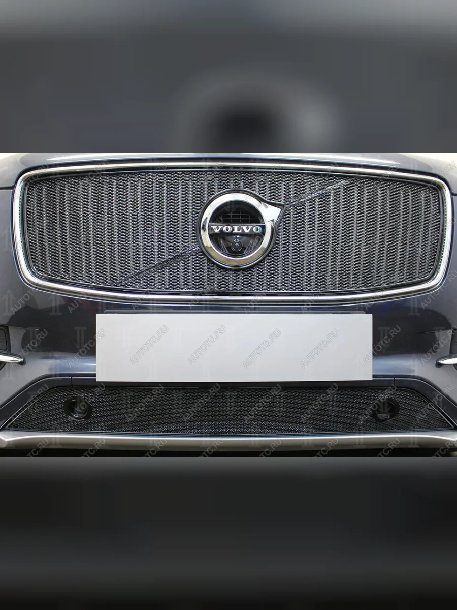 Защита радиатора (с парктроником) Стрелка11 Стандарт Volvo XC90 L дорестайлинг (2015-2019) (черная)  в Керчи Республика Крым