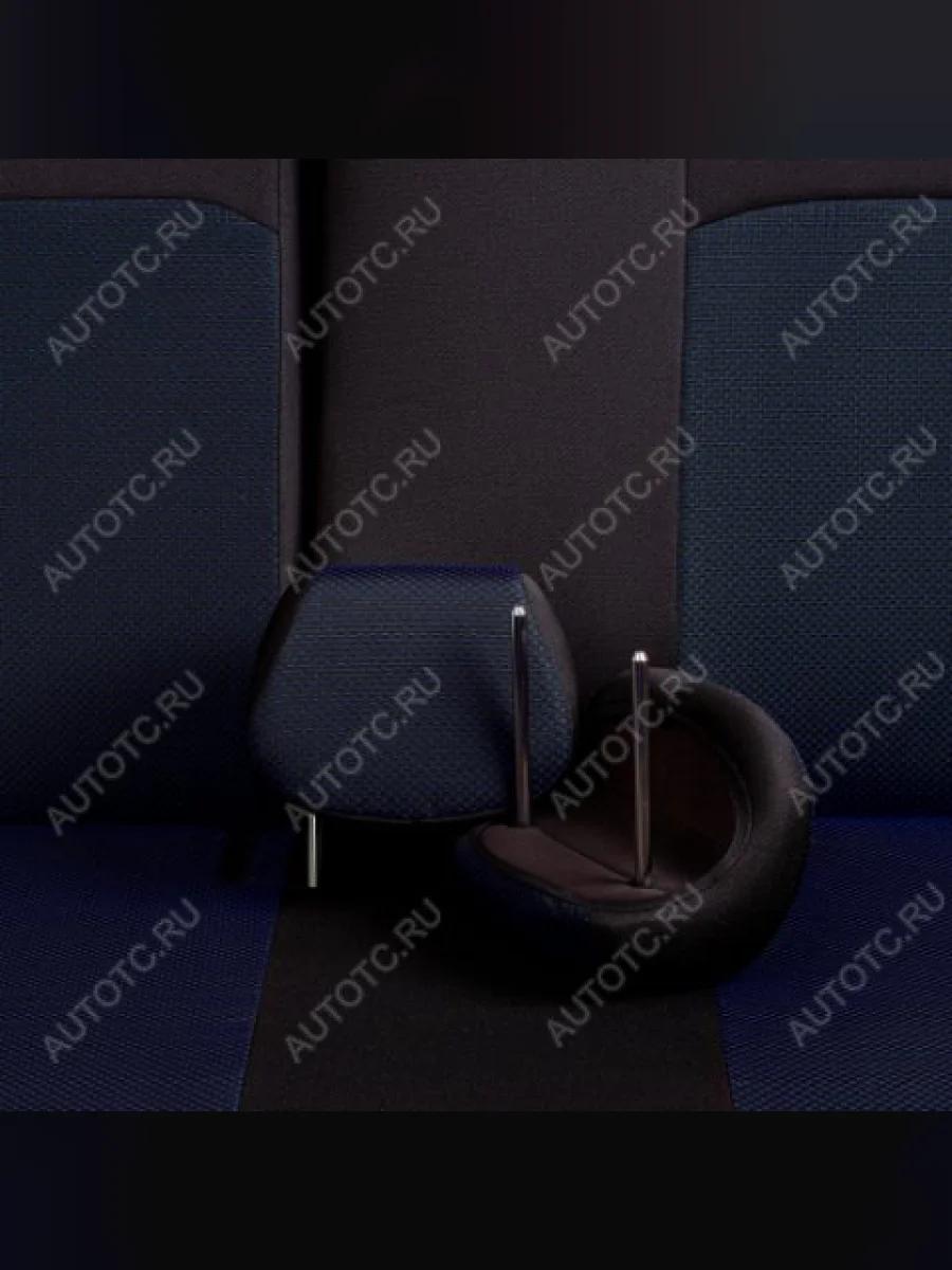 Комплект чехлов для сидений (4 дв. ЦЗС 3Г Жаккард) ДУБЛИН Lord Autofashion Renault Megane седан  дорестайлинг (2002-2006) (черный, вставка Ёж синяя)  в Самаре Самарской области