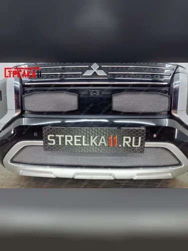Защита радиатора (низ) Стрелка11 Стандарт (хром) Mitsubishi Outlander GN (2021-2025)