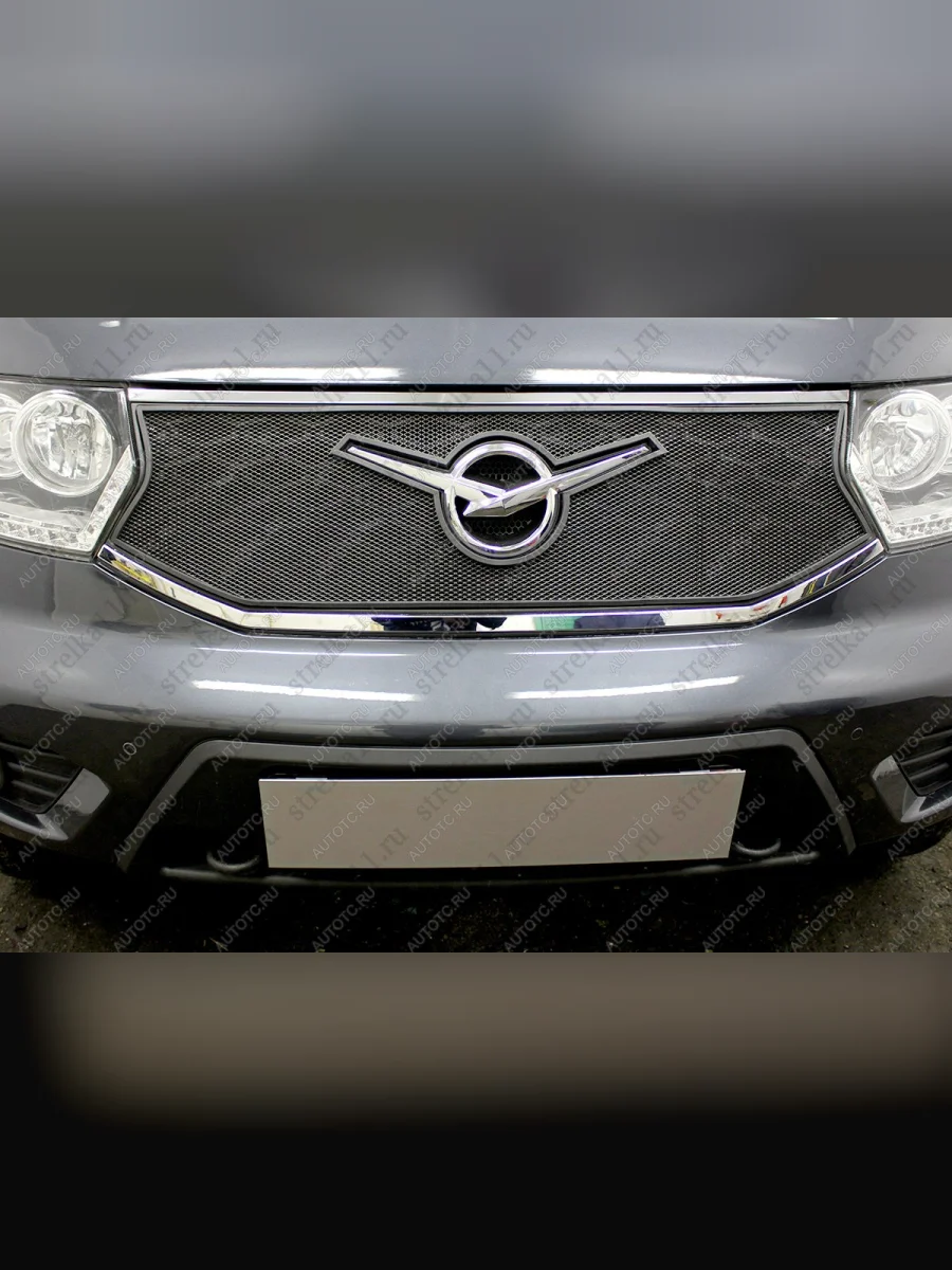 Защита радиатора Стрелка11 Стандарт Уаз Патриот 23632 2-ой рестайлинг пикап (2016-2025) (черная)  в Перми Пермском крае