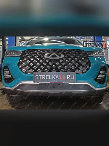 Зимняя заглушка решетки радиатор (низ) Стрелка11 (черная) Chery Tiggo 7 PRO (2019-2025)
