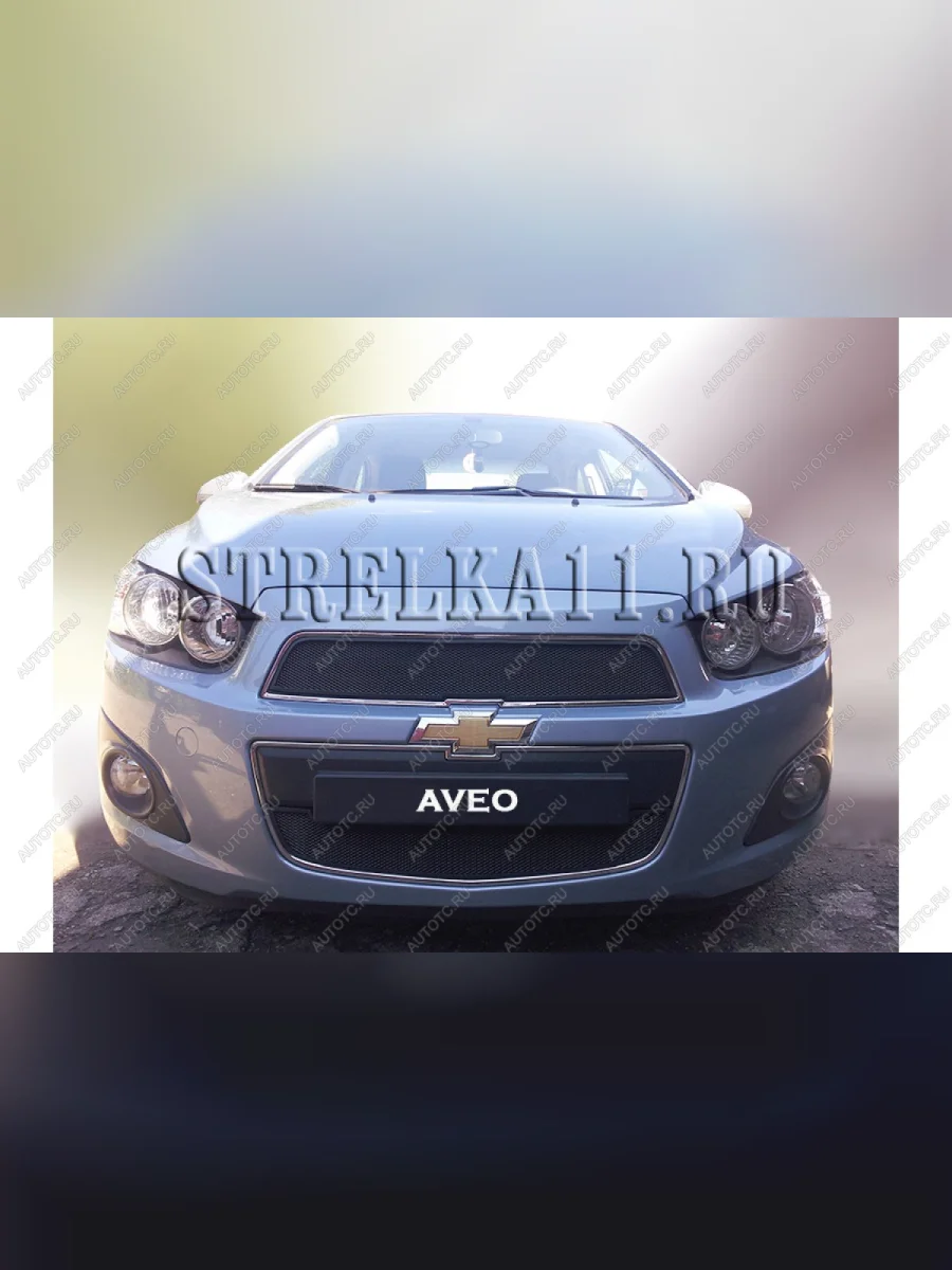 Зимняя заглушка решетки радиатора (верх) Стрелка11 Chevrolet Aveo T300 хэтчбек (2011-2015) (черная)  в Самаре Самарской области