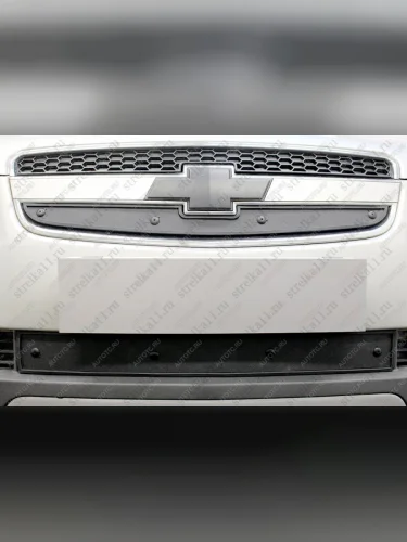 Зимняя заглушка решетки радиатора (низ) Стрелка11 (черная) Chevrolet Captiva  дорестайлинг (2006-2011)