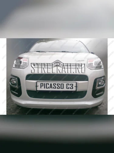 Зимняя заглушка решетки радиатора (низ) Стрелка11 (черная) CITROEN C3 Picasso рестайлинг (2013-2017)