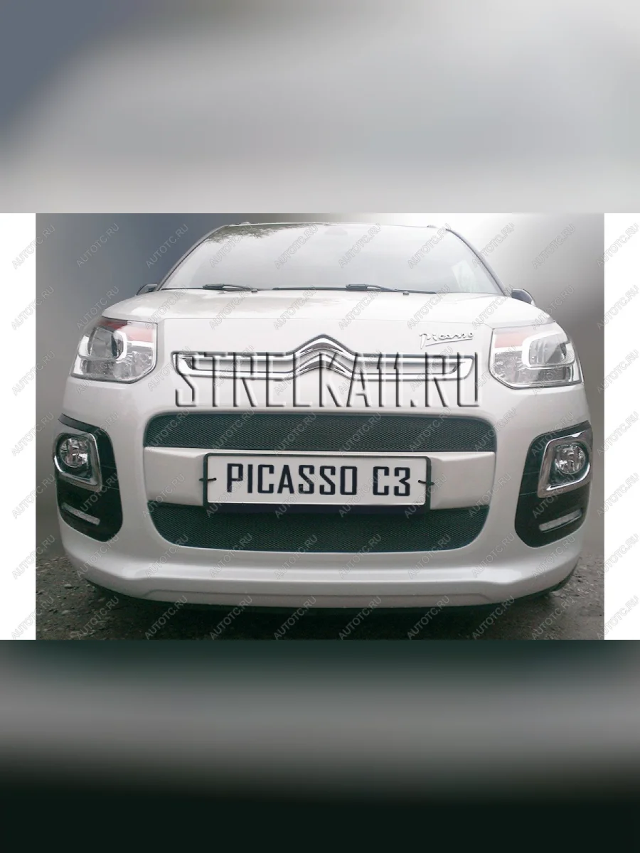 Зимняя заглушка решетки радиатора (низ) Стрелка11 CITROEN C3 Picasso рестайлинг (2013-2017) (черная)  в Керчи Республика Крым