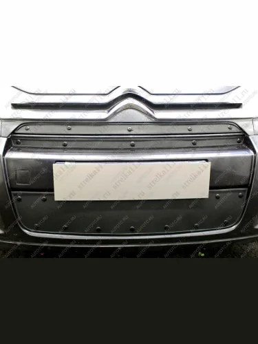 Зимняя заглушка решетки радиатора (верх 2 части) Стрелка11 (черная) CITROEN Jumpy рестайлинг (2013-2017)