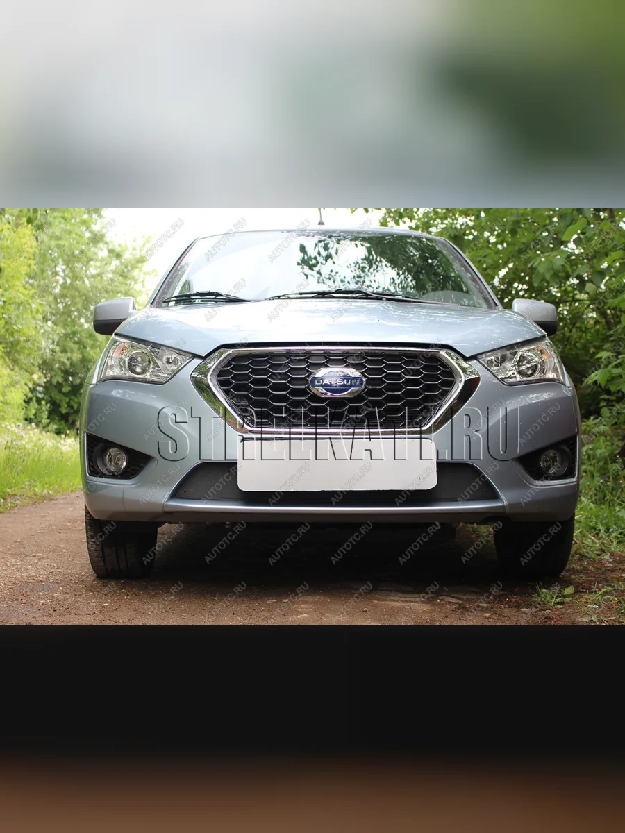 Зимняя заглушка решетки радиатора Стрелка11 Datsun mi-DO хэтчбэк (2014-2021) (черная)  в Перми Пермском крае