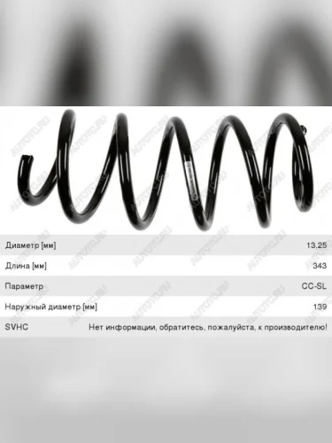 Пружина передней подвески LYNX Skoda Superb B6 (3T) лифтбэк дорестайлинг (2008-2013)