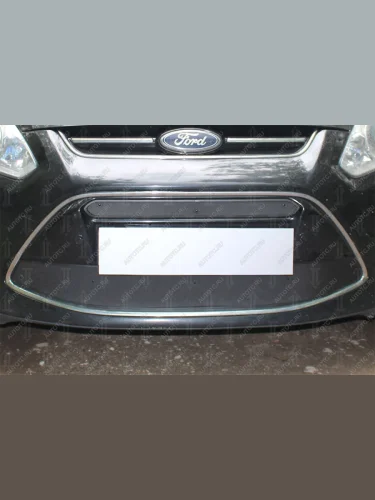 Зимняя заглушка решетки радиатора (2 части) Стрелка11 (черная) Ford C-max Mk2 дорестайлинг (2010-2015)