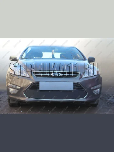 Зимняя заглушка решетки радиатора Стрелка11 (черная) Ford Mondeo Mk4,DG рестайлинг, универсал (2010-2014)
