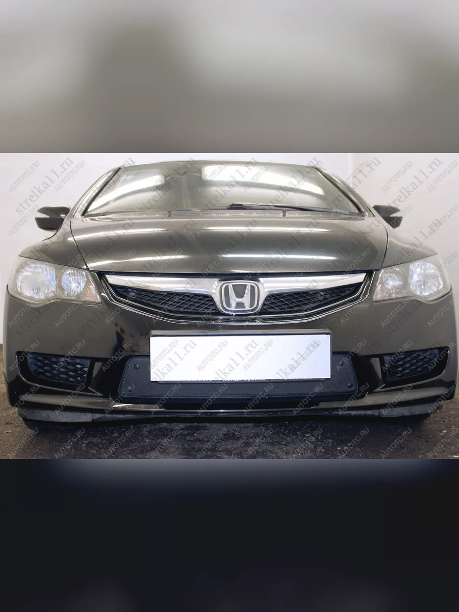 Зимняя заглушка решетки радиатора Стрелка11 Honda Civic FN купе дорестайлинг (2005-2008) (черная)  в Перми Пермском крае