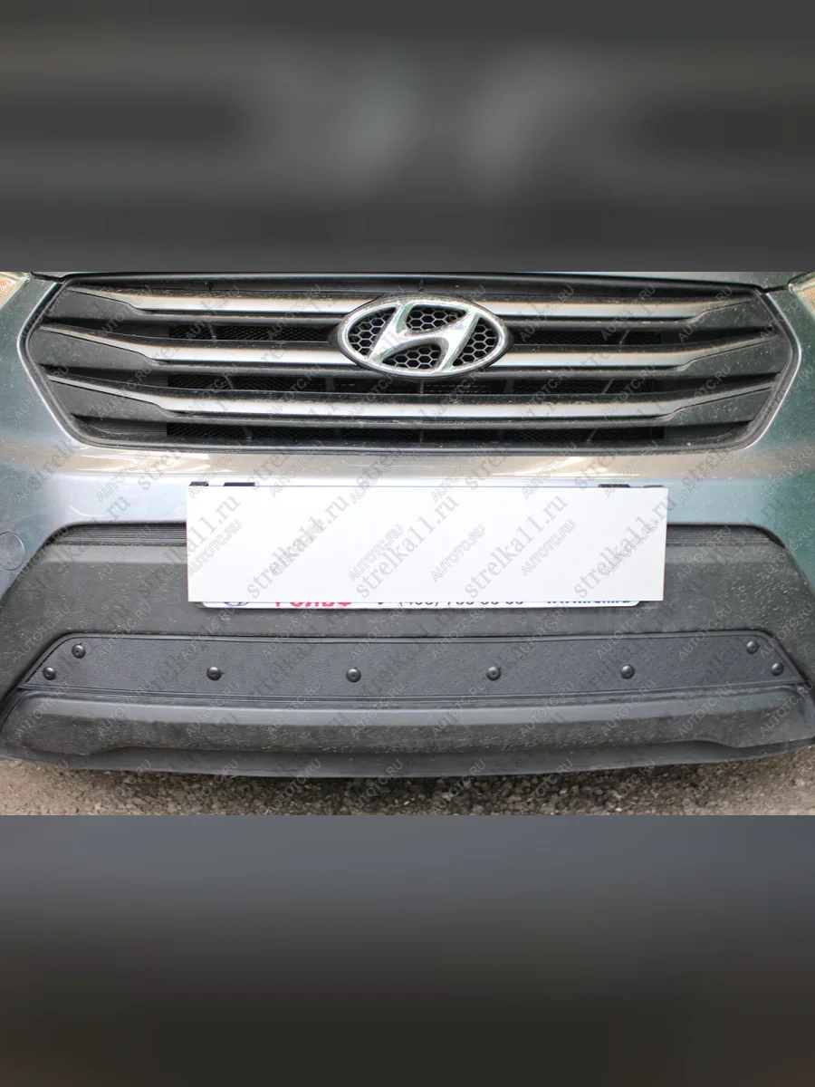 Зимняя заглушка решетки радиатора Стрелка11 Hyundai Creta GS рестайлинг (2019-2021) (черная)  в Перми Пермском крае