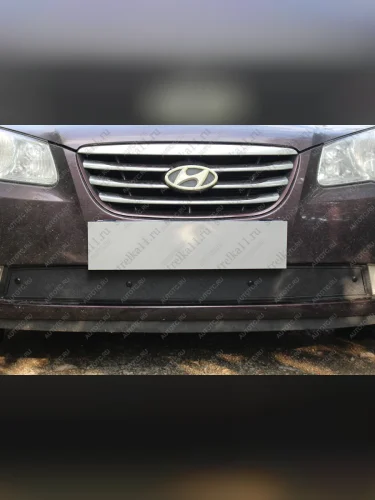 Зимняя заглушка решетки радиатора Стрелка11 (черная) Hyundai Elantra HD (2006-2011)