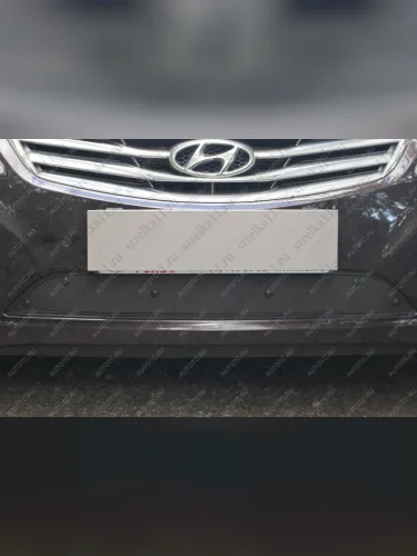 Зимняя заглушка решетки радиатора Стрелка11 (черная) Hyundai Grandeur HG (2011-2015)