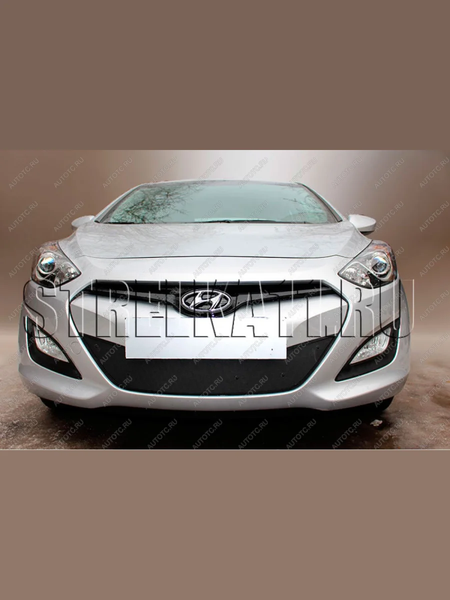Зимняя заглушка решетки радиатора Стрелка11 Hyundai I30 2 GD дорестайлинг, хэтчбэк 5 дв. (2011-2015) (черная)  в Самаре Самарской области