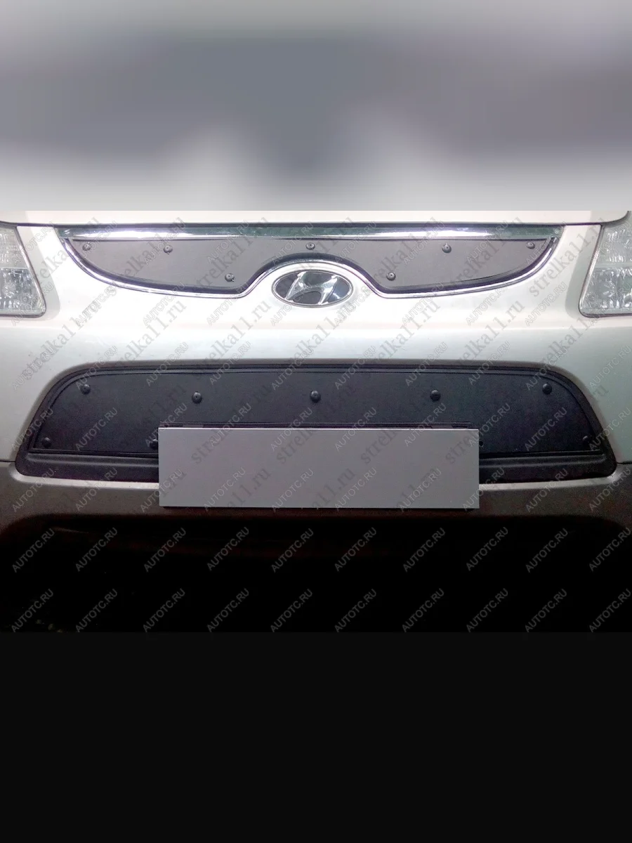 Зимняя заглушка решетки радиатора (низ) Стрелка11 Hyundai IX55 EN (2006-2013) (черная)  в Перми Пермском крае