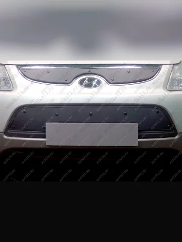 Зимняя заглушка решетки радиатора (центр) Стрелка11 (черная) Hyundai IX55 EN (2006-2013)