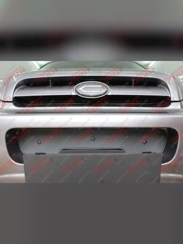 Зимняя заглушка решетки радиатора (верх 2 части) Стрелка11 (черная) Hyundai Santa Fe SM (2000-2012)