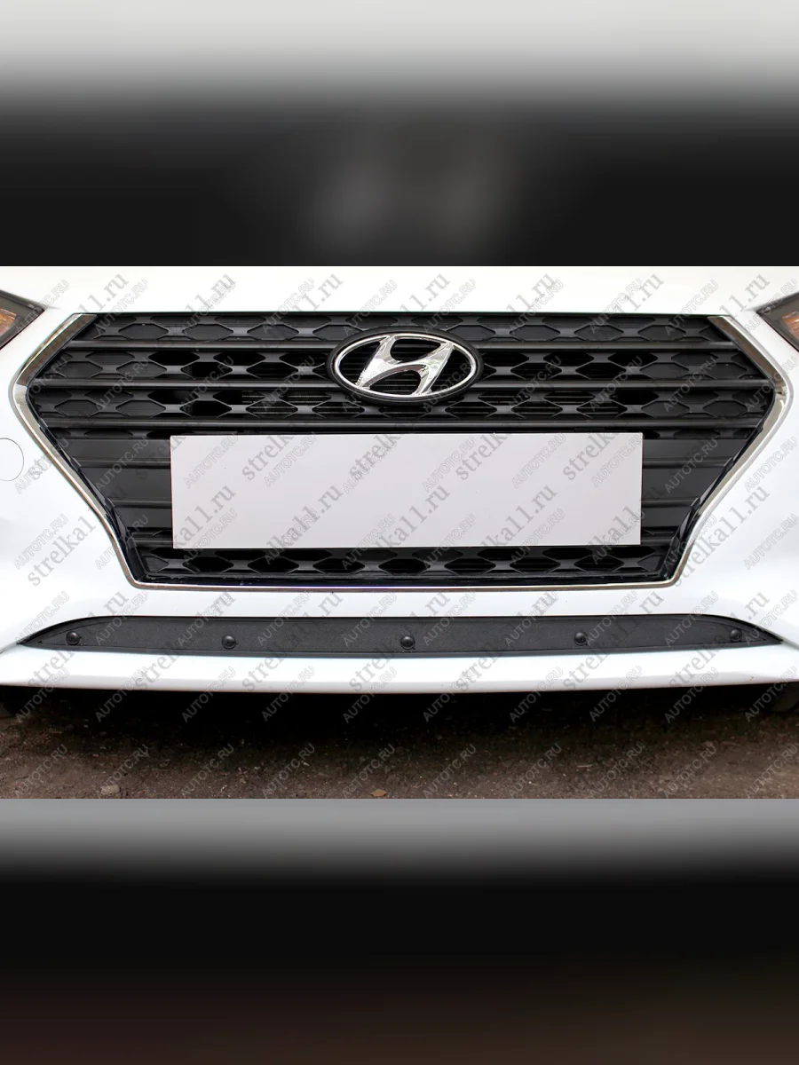 Зимняя заглушка решетки радиатора Стрелка11 Hyundai Solaris HCR седан дорестайлинг (2017-2020) (черная)  в Керчи Республика Крым