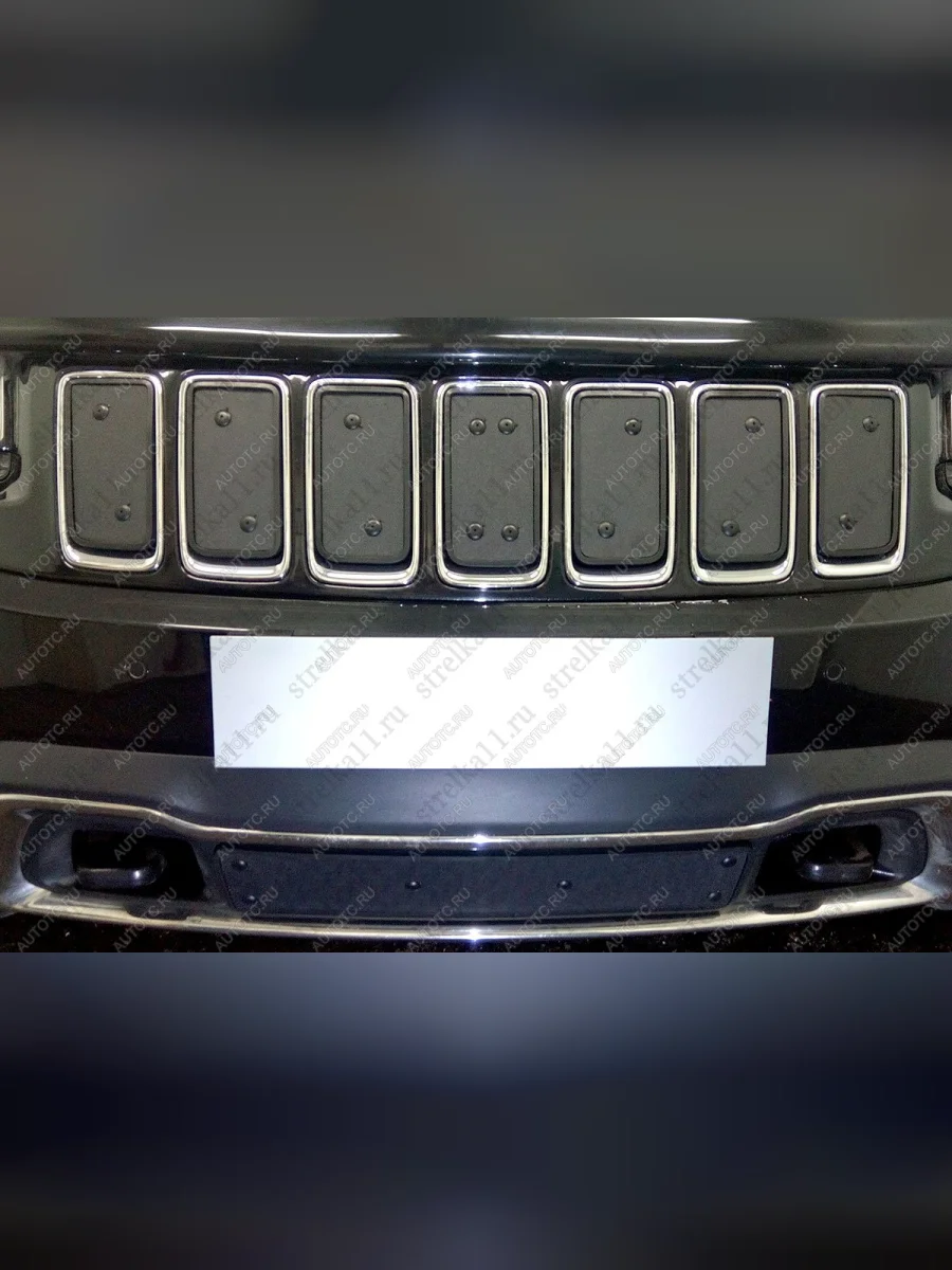 Зимняя заглушка в бампер (кроме SRT8) Стрелка11 Jeep Grand Cherokee WK2 1-ый рестайлинг (2013-2018) (без сетки для установки)  в Керчи Республика Крым